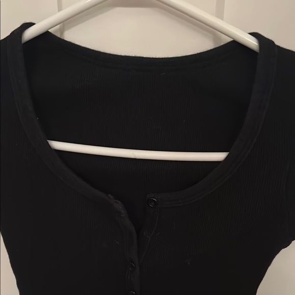 Black Button-Up Women's Top - Picture 3 of 4